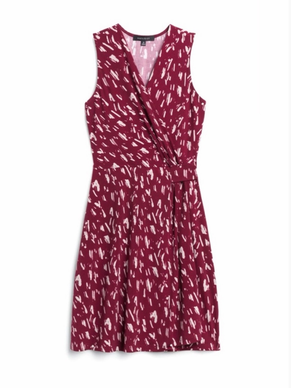 Kaileigh Burgundy and Cream Sleeveless Wrap Midi Dress